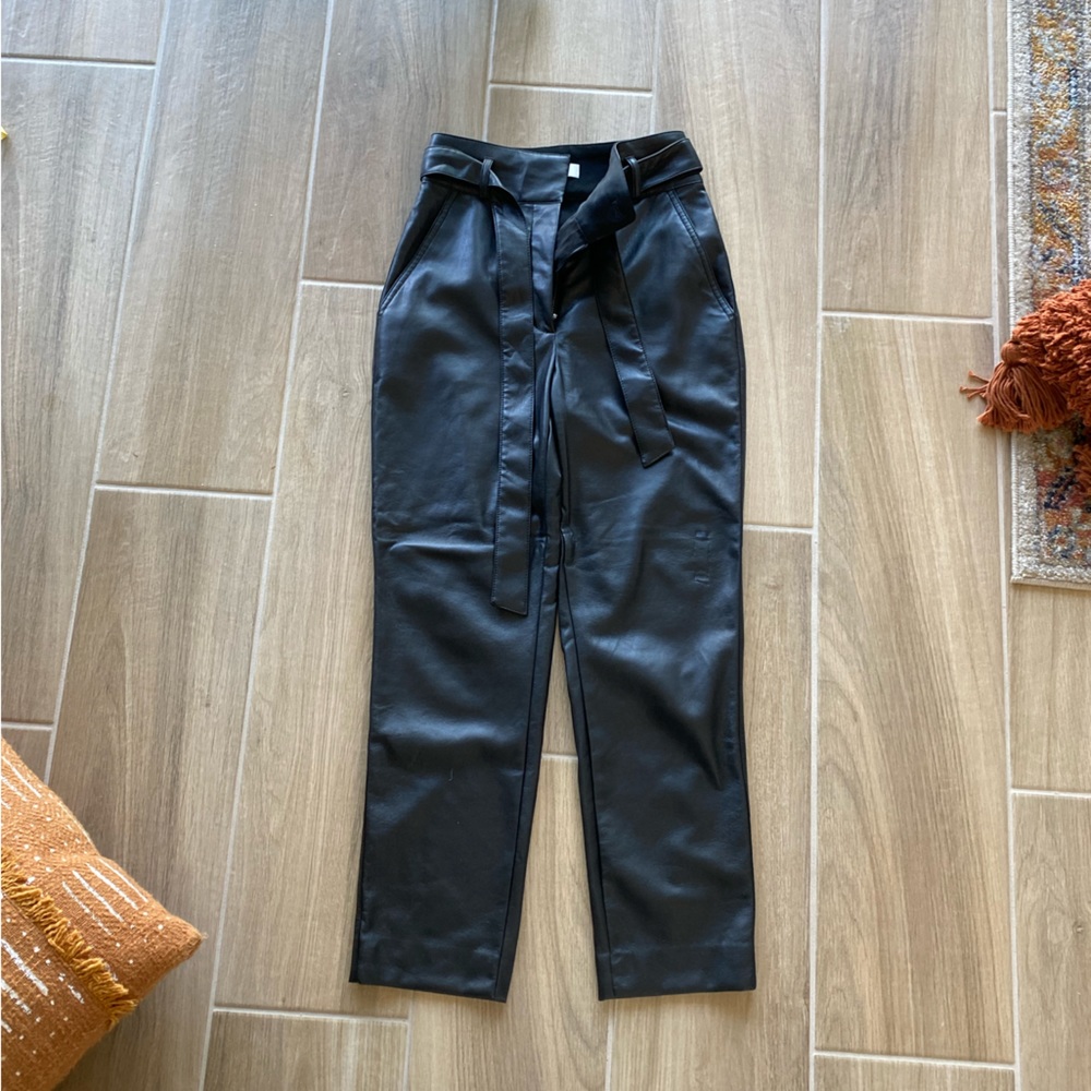 Aritzia Babaton Vegan Leather Belted Pant, Size 0